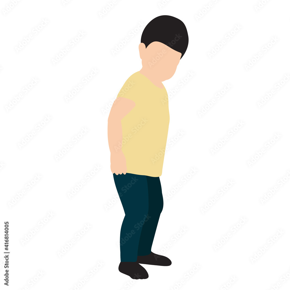 Fototapeta premium isolated, boy, child in flat style, no face