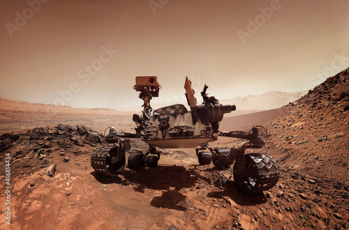 Obraz na płótnie Mars 2020 Perseverance Rover is exploring surface of Mars