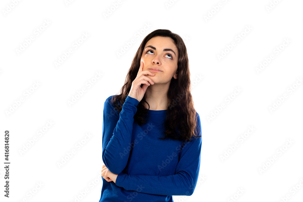 Adorable teenage girl with blue sweater Adorable teenage girl with blue sweater