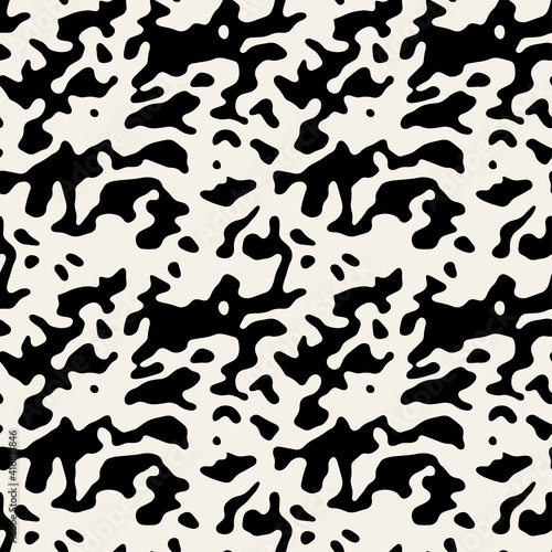 Vector seamless pattern. Abstract grunge texture with monochrome fluid stains. Creative background with blots. Decorative design with marble effect. Can be used as swatch for illustrator