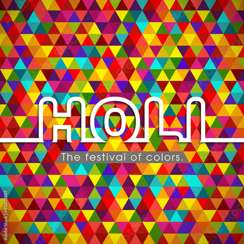 Illustration of Holi Festival with colorful intricate calligraphy vector.