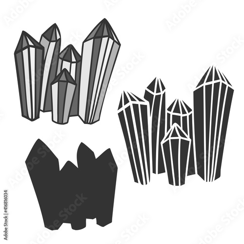 Isolated vector black and white illustration design of lined talisman crystal