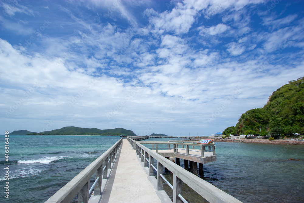 A bridge on the shore of the sea ,  Koh Samae San, Sattahip, Chonburi, Thailand