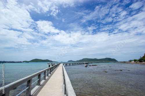 A bridge on the shore of the sea , Koh Samae San, Sattahip, Chonburi, Thailand