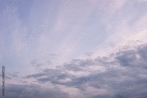 dramatic cloudy sunset sky blue hour background © Mariia