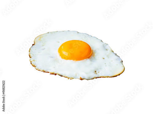 Fried egg sunny side up isolated on white background