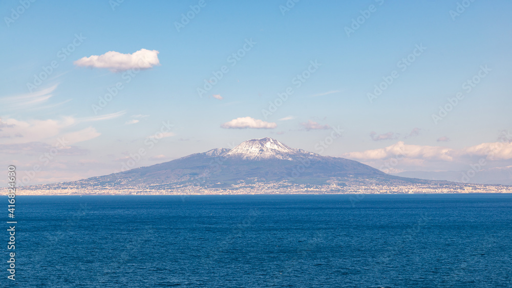 the snow capped Vesuvius volcano, Naples, Italy the snow capped Vesuvius volcano, Naples, Italy