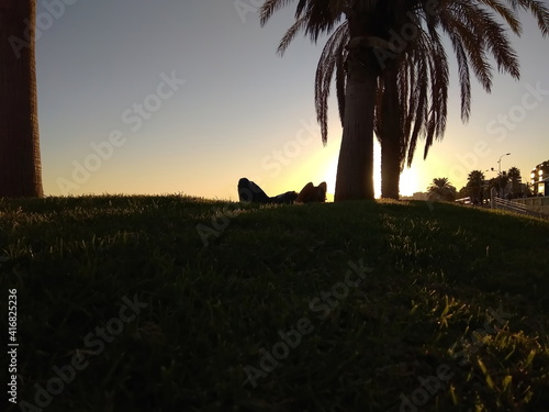 Sunset on the European beach
