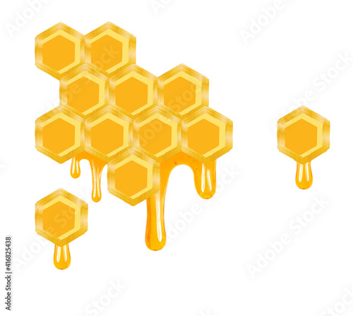 honeycomb dripping honey isolated on a white background