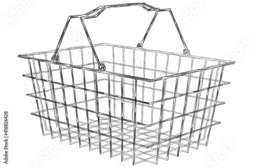 Shopping cart. Polygonal construction of concatenated lines and points.