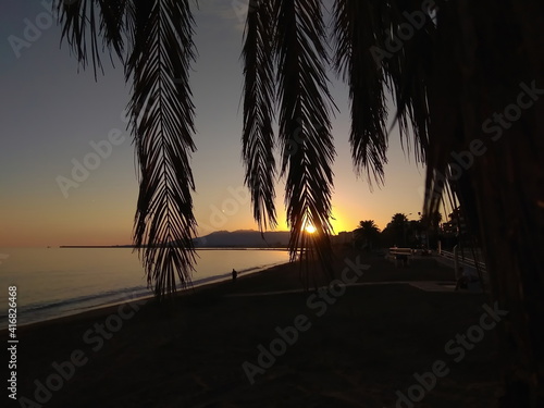 Sunset on the European beach