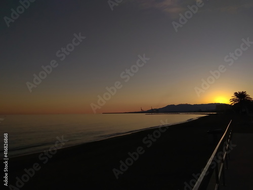 Sunset on the European beach