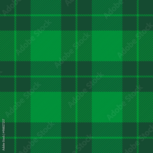 St. Patricks day tartan plaid. Scottish pattern in green and dark green cage. Scottish cage. Traditional Scottish checkered background. Seamless fabric texture. Vector illustration