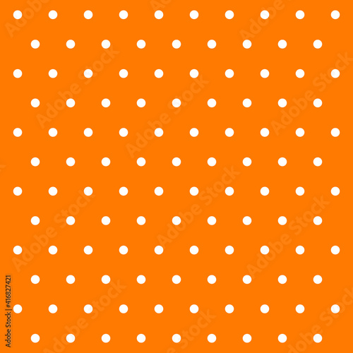 St. Patricks day pattern polka dots. Template background in white and orange polka dots . Seamless fabric texture. Vector illustration