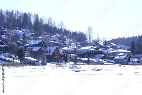 Winter landscape of the village