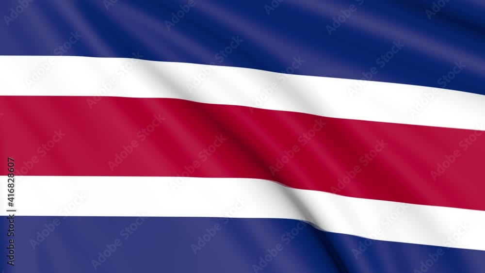Costa Rica Flag, 4k 30 fps, bright and lightly textured, full screen, seamless loop 3d animation Costa Rica Flag, 4k 30 fps, bright and lightly textured, full screen, seamless loop 3d animation