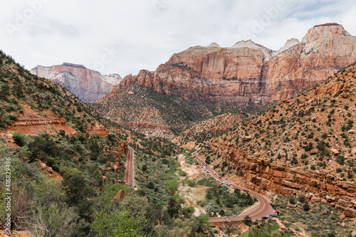 Scenic view of Mount Carmel Highway in Zion National Park, Utah