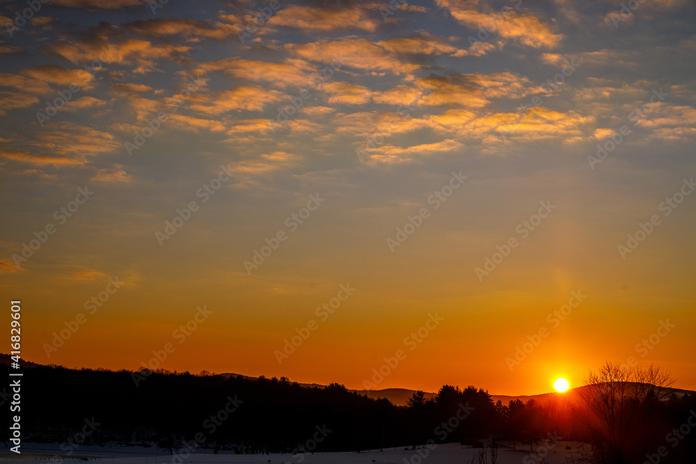 East Sidney Lake Sunrise with Clouds. Upstate NY.