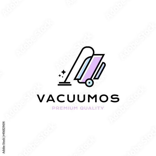 vacuum cleaner logo vector icon illustration simple line style