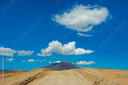Road through desert land  Potosi Department  Bolivia