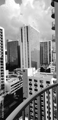 black and white city buildings