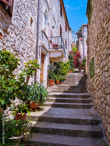 narrow street in the town Hvar  Croatia 