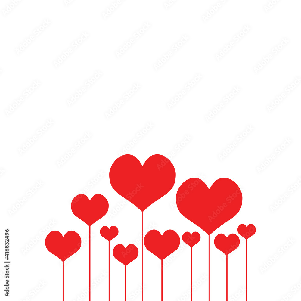Happy Valentines Day Card. Beautiful Background with heart on white background Vector Illustration