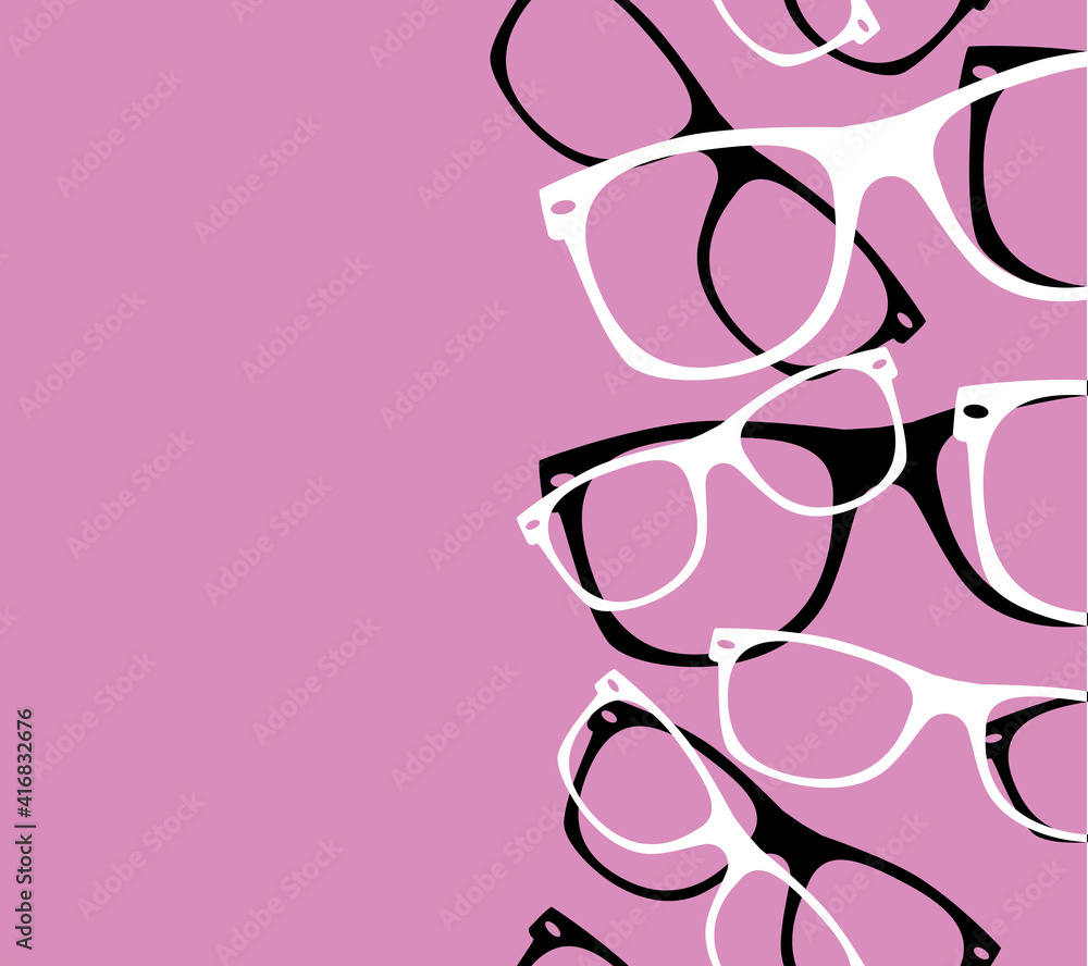 Glasses Seamless Pattern Retro Hipster Sunglasses. Vector Abstract Background