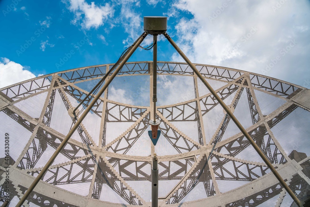 Huge satellite antenna dish for communication and signal reception out