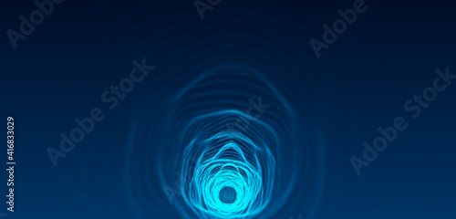 Fotografie Wireframe tunnel. Abstract tunnel 3d portal. 3D rendering.