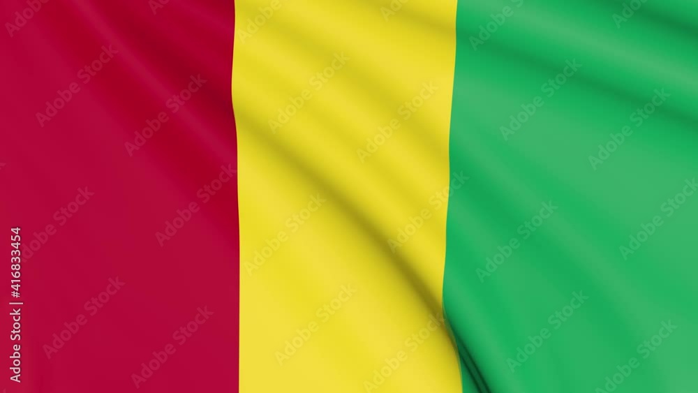 Guinea Flag, 4k 30 fps, bright and lightly textured, full screen, seamless loop 3d animation Guinea Flag, 4k 30 fps, bright and lightly textured, full screen, seamless loop 3d animation
