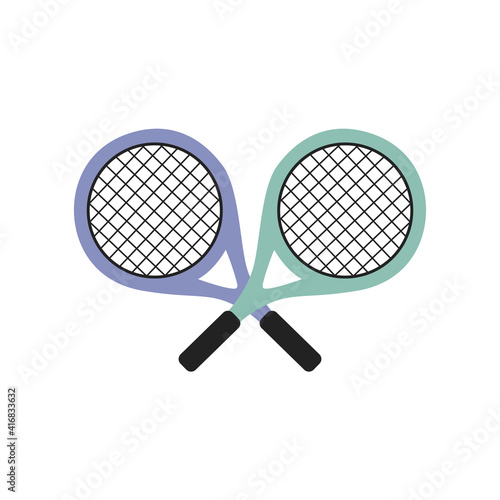 two colored tennis rackets on a white background vector Illustration flat style