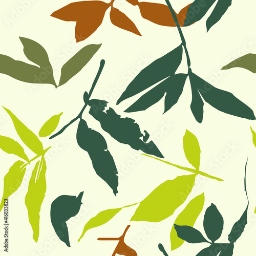 Abstract seamless pattern with leaves. Vector background for various surface. Trendy hand drawn textures.