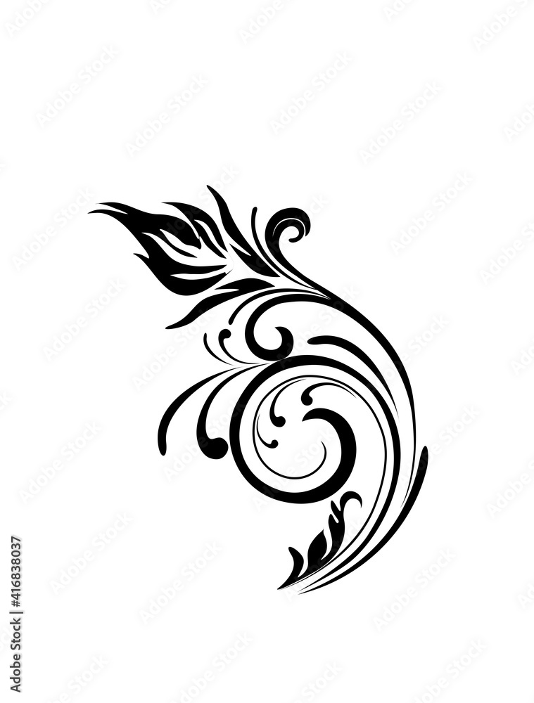 Elegant and Classic Floral Abstract Tattoo - ornamental leaf and flower Elegant and Classic Floral Abstract Tattoo - ornamental leaf and flower