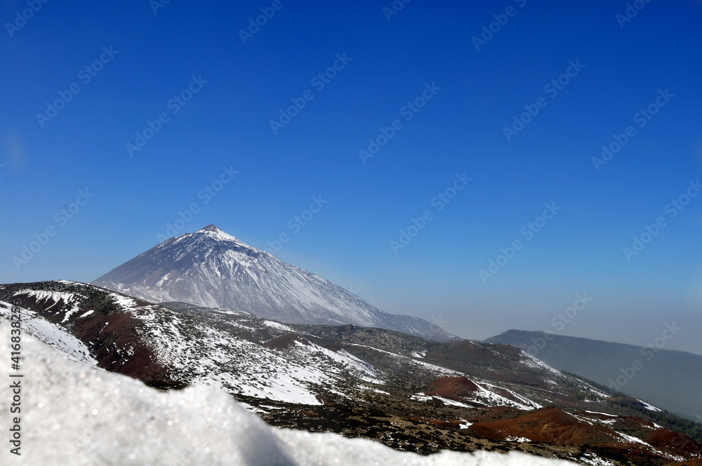 The Teide is adorned with a white mantle