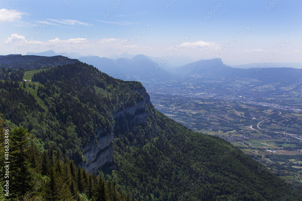 green view from the top of Revard alpes spring mountain Savoie region France Europe