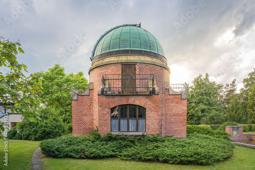 Old Historic building of observatory within Ondrejov astronomy institute. Deep space telescope observatory. Ondrejov, Czech republic. photo