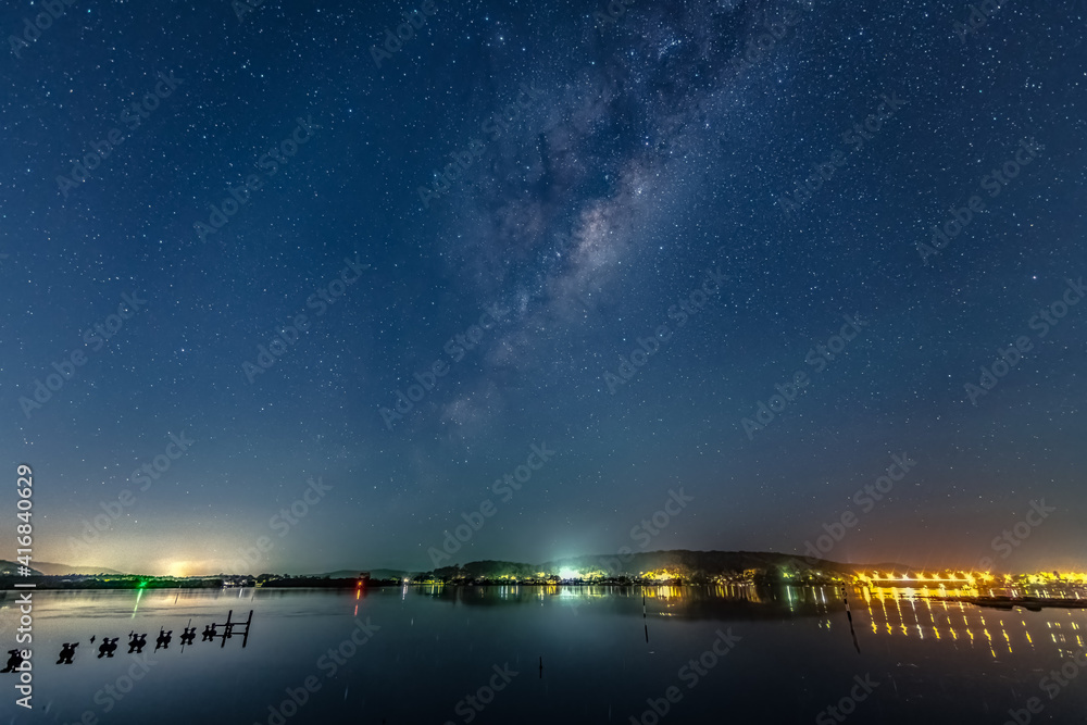 Stars and milky way waterscape