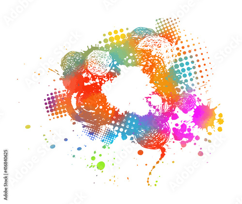 Multi color blots background. Grunge texture stroke line. Art ink dirty design. Border for artistic shape, paintbrush element. Vector illustration