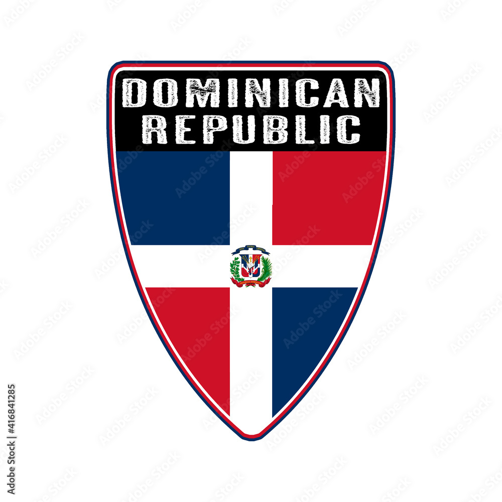 Dominican Republic with National Flag in Shield Shape Dominican Republic with National Flag in Shield Shape