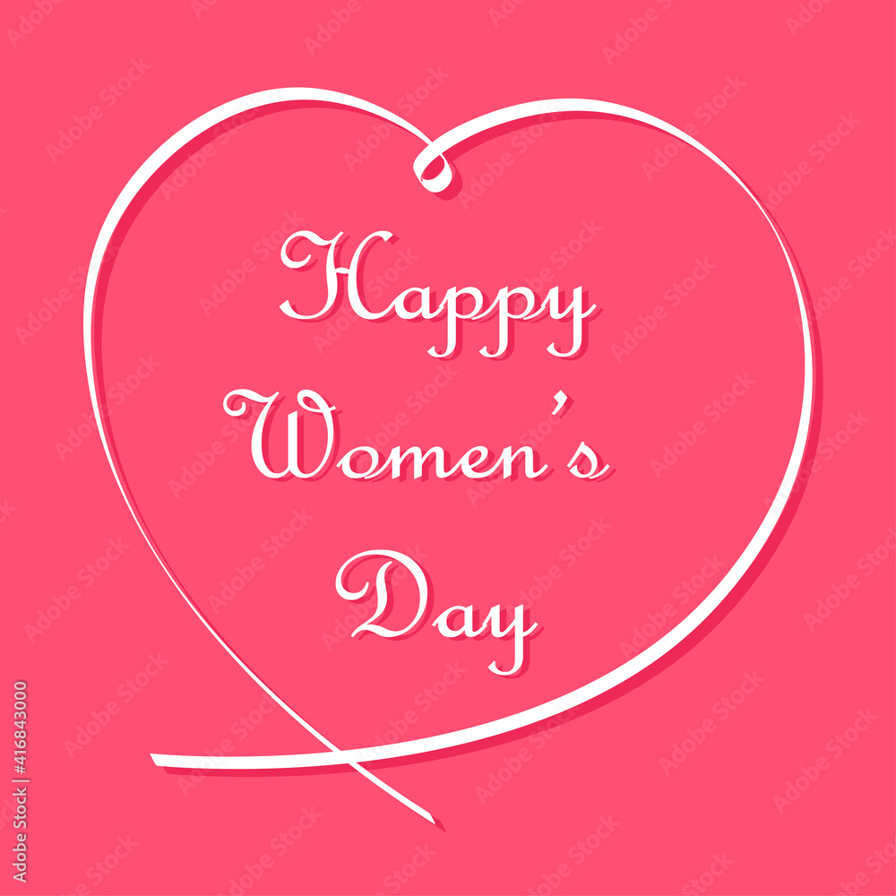Happy Women's Day with line heart