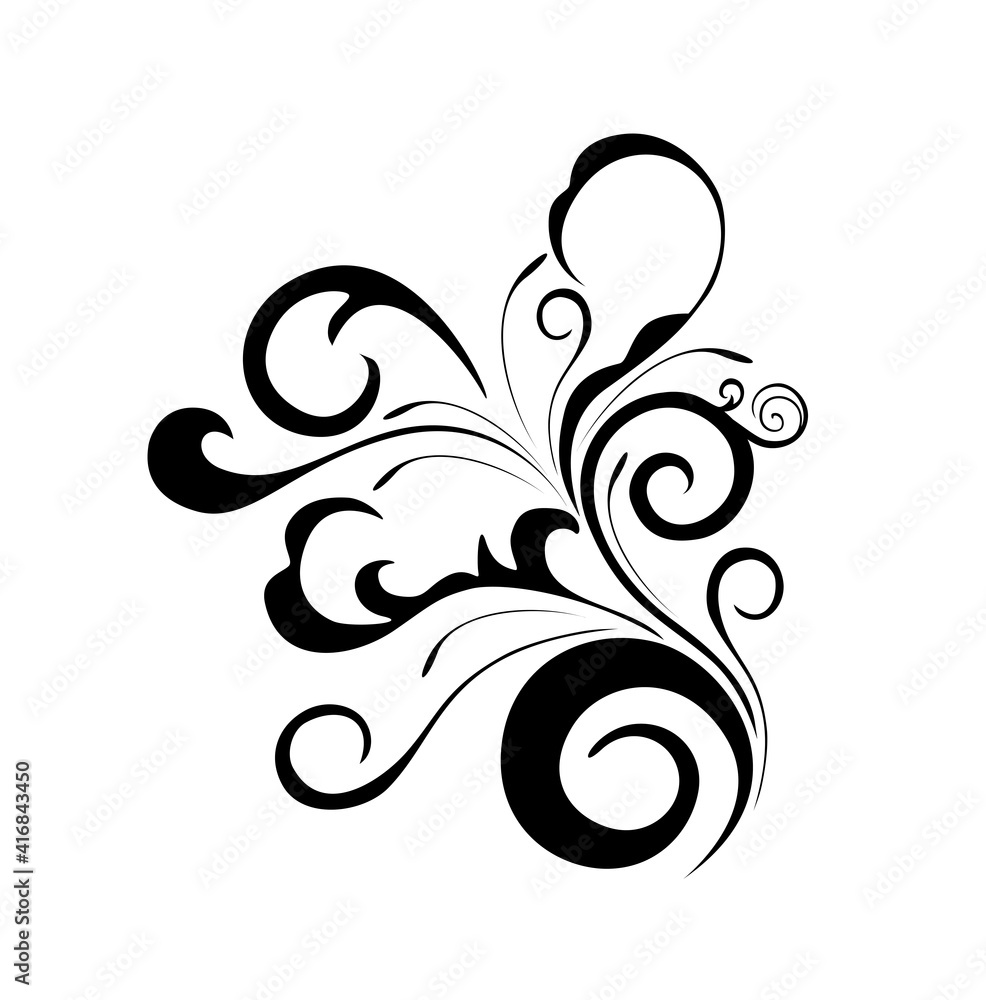 Elegant and Classic Floral Abstract Tattoo - ornamental leaf and flower Elegant and Classic Floral Abstract Tattoo - ornamental leaf and flower
