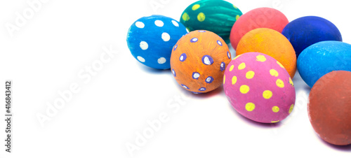 Easter eggs. Happy Easter card. Multi-colored Easter eggs. Easter. Banner. Copy space