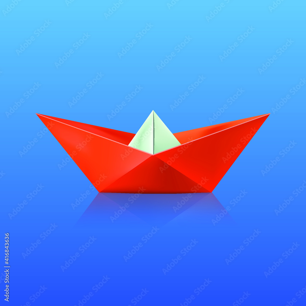 Vector realistic illustration of paper boat Vector realistic illustration of paper boat