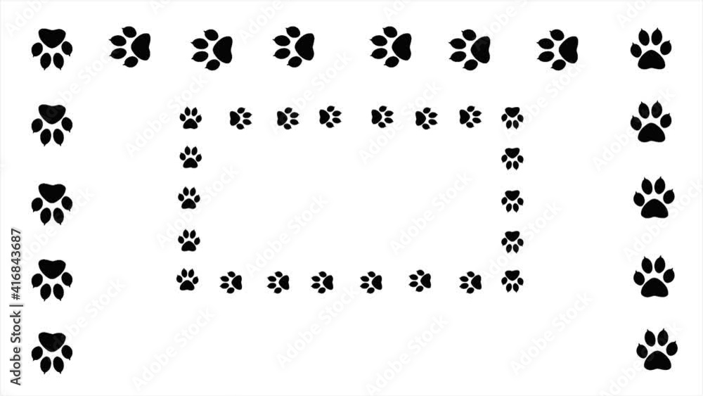 Frame paw print of animal on a white background. An abstract backdrop for the writing of the text. Frame paw print of animal on a white background. An abstract backdrop for the writing of the text.