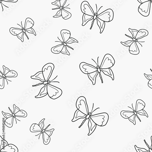 Vector geometric seamless pattern of butterflies © feruza85
