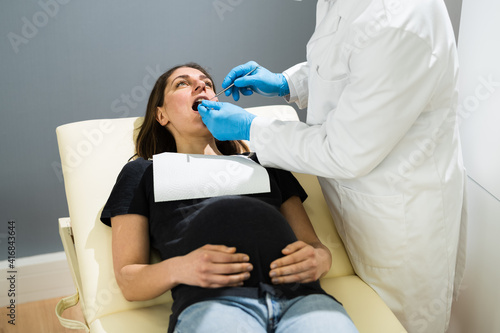 Pregnant Woman Tooth Decay. Dentistry Check