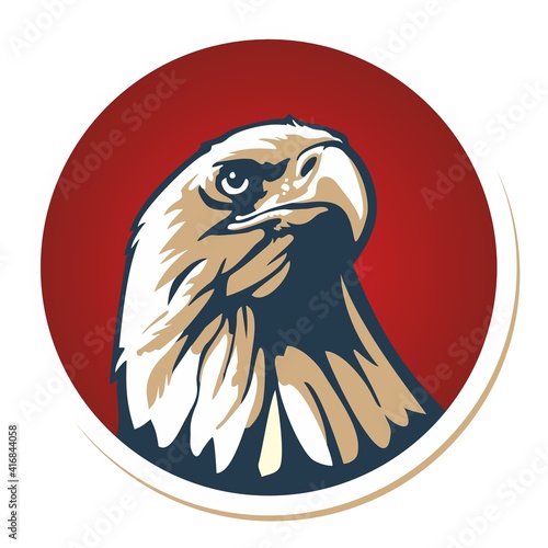 Bald eagle in red circle vector illustration