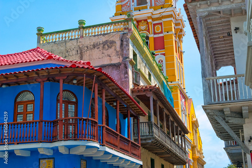 Colonial houses in the old town, Cartagena, UNESCO World Heritage Site, Bolivar Department, Colombia photo