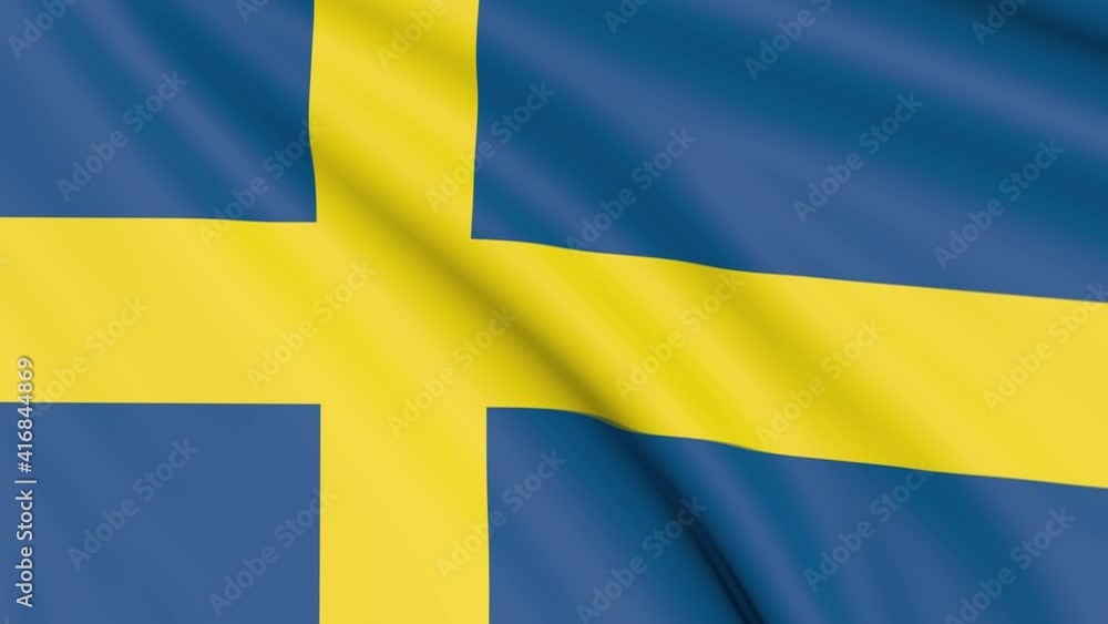 Sweden Flag, 4k 30 fps, bright and lightly textured, full screen, seamless loop 3d animation Sweden Flag, 4k 30 fps, bright and lightly textured, full screen, seamless loop 3d animation